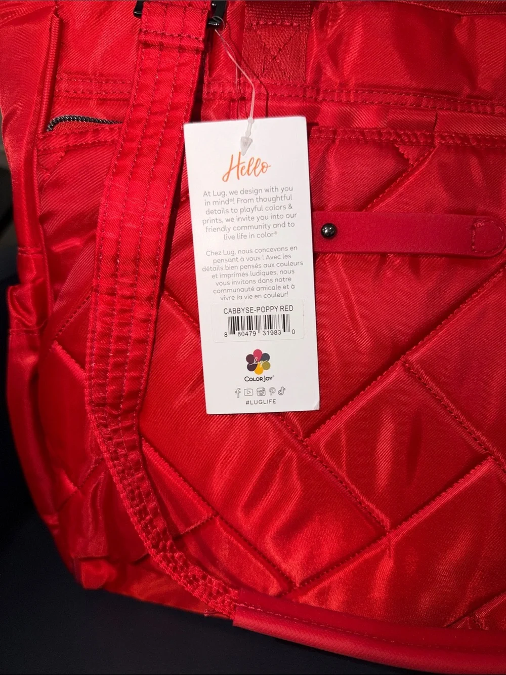 lug Cabby Tote Poppy Red NWT